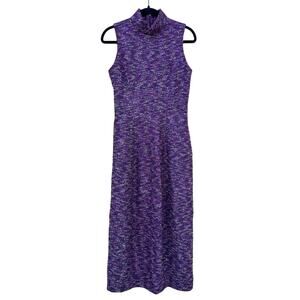 Vintage 90's Kenzo Paris Tweed Silk Lined Maxi Sheath Dress with Pockets Size 6